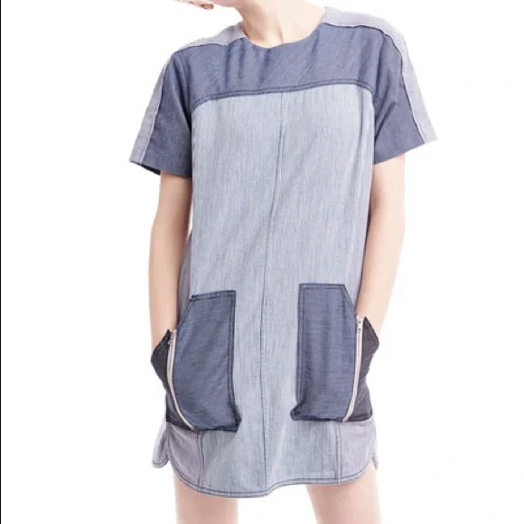 Rebecca Taylor Dresses | Rebecca Taylor Rail Road Two Tone Denim Dress | Color: Blue/White | Size: 2 | Corapietila's Closet